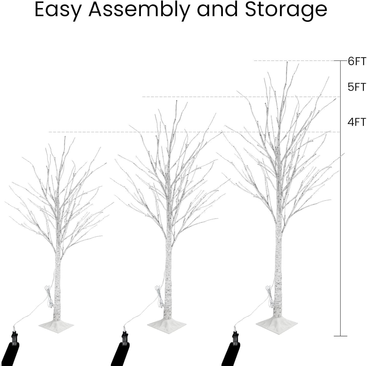 Lamerge Lighted Tree Set of 3,Christmas Tree 4Ft,5Ft and 6Ft with LED Lights, Halloween Decoration,Suit for Festival/Party,Wedding,Birthday,Indoor and Outdoor Use,Warm White (LBT3-WW)