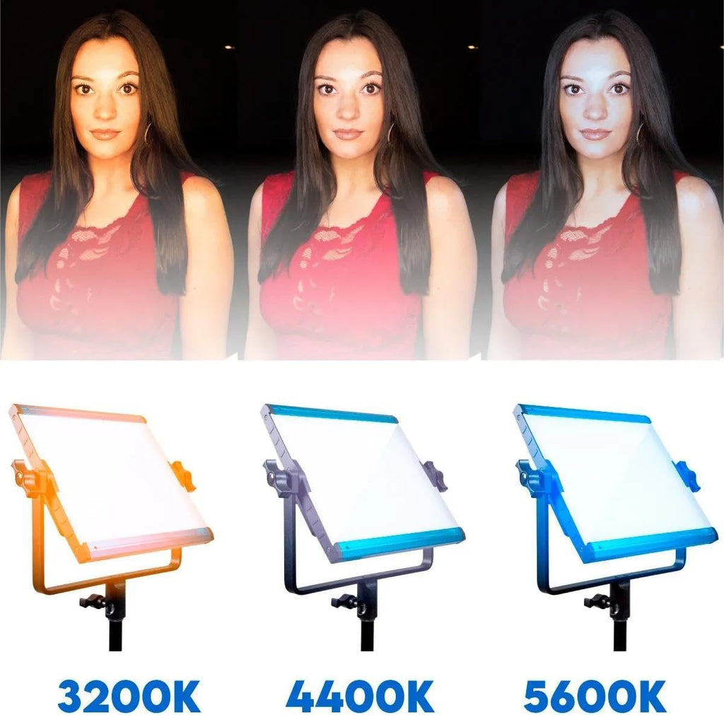 Dracast X Series Bicolor LED500 Kit - 3 Pack Includes Panel Lights, Stands, Barndoors, Travel Case | Bluetooth App Control | 3200K - 5600K LED Video Light Kit | Dimmable Lighting 0-100% | CRI TLCI 96+
