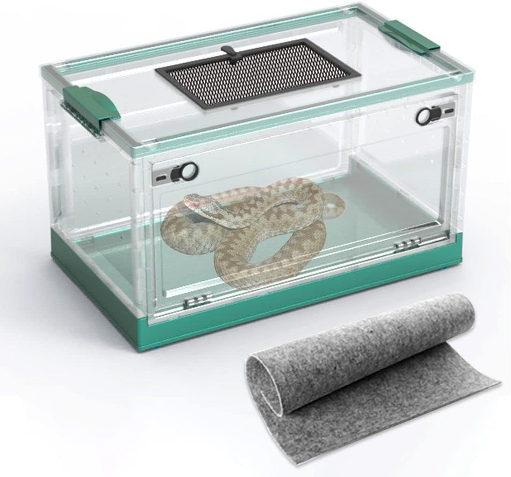 Large Snake Reptile Tank Amphibians Habitat Cages Sliding Screen Top for Lizard,Gecko, Frog, Hamster Animals(21.65"x12.6"x12.2") (Grey Blue)…