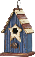 Glitzhome Rustic Patriotic Garden Distressed Wooden Decorative Bird House 9" H