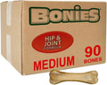 Bonies Natural Hip & Joint Formula Medium-Sized Single Bone, Glucosamine & Omega Fatty Acids, Fresh Breath, Clean Teeth, Low Calories, Chicken Flavor, [Medium Dogs], 90 Bones