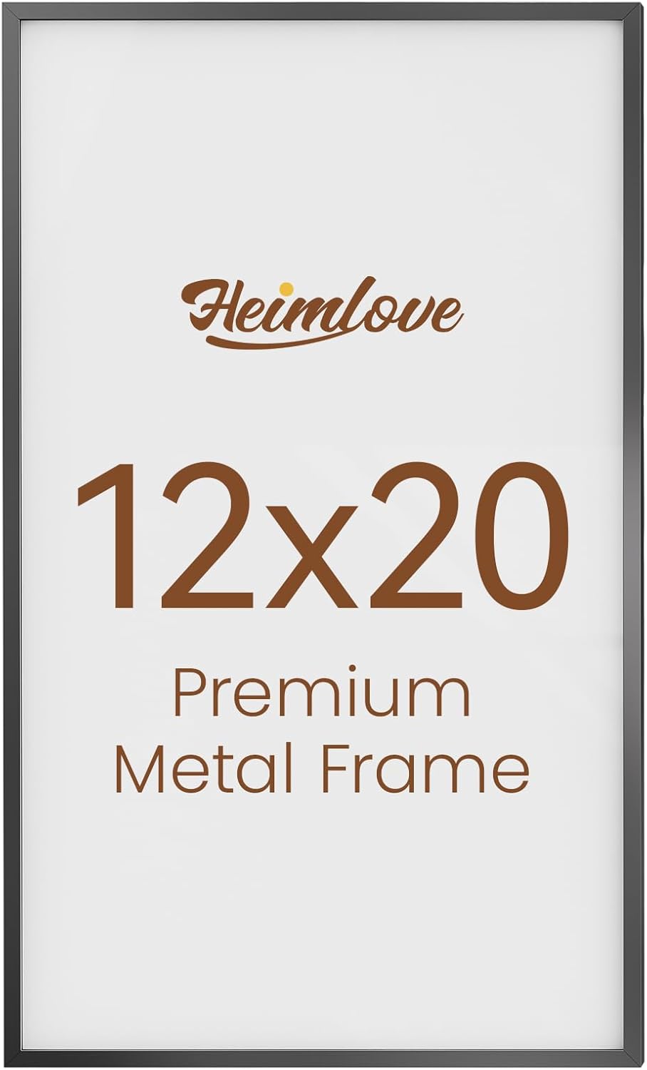 Heimlove 12x20 Metal Picture Frame,Black Aluminum Photo Frames-Real Tempered Glass,Wall Gallery Poster Puzzles Artwork frame Mounting Horizontally or Vertically Decor for Wall-1Pack