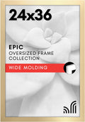 Americanflat 24x36 Poster Frame with Polished Plexiglass - Gold Picture Frame - Wide Photo Frames Made of Engineered Wood for Vertical or Horizontal Wall Display - Epic Collection - Gold