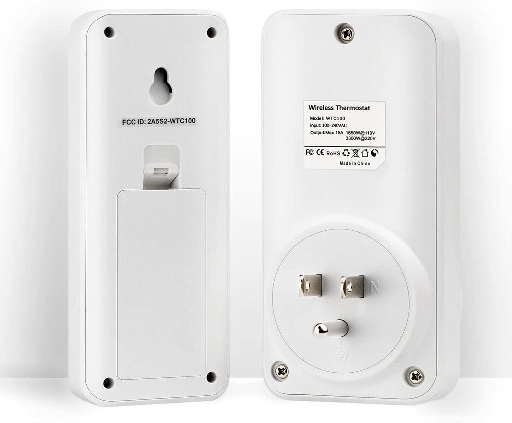 DIGITEN Wireless Thermostat Plug in Digital Temperature Controller Outlet Programmable Thermostat with Build-in Temperature Sensor Remote Control Greenhouse Thermostat Outlet Plug for Heater