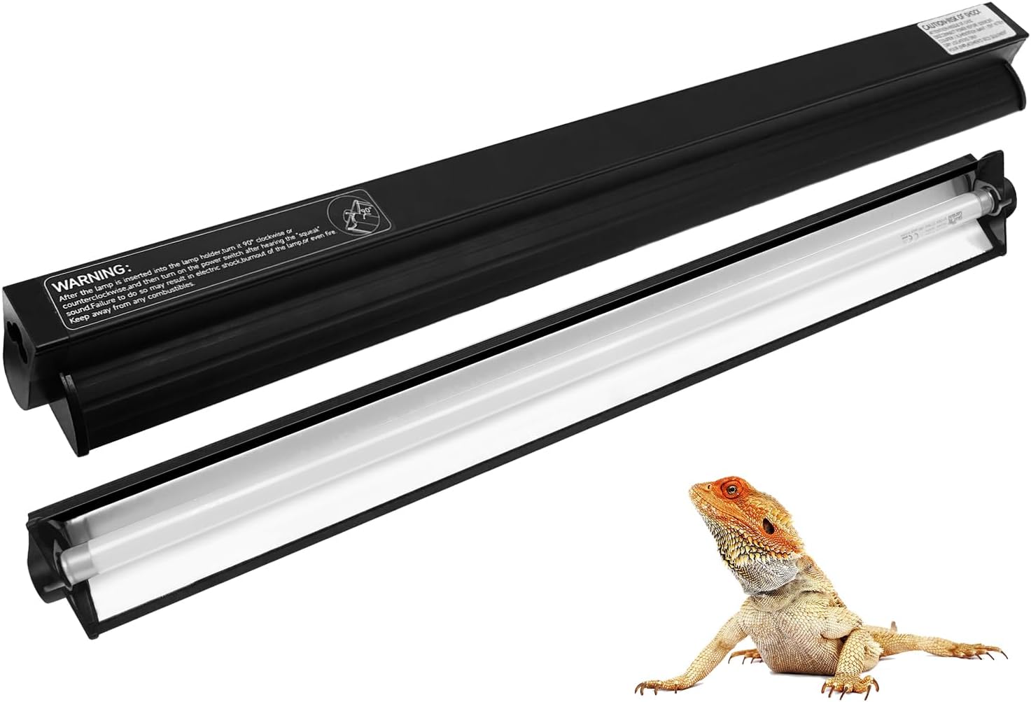 24W T5 HO UVB Reptile Light Fixture Kit, Terrarium Hood Light with Desert UVB 10.0 Fluorescent Tube, Ideal for Tropical and Desert Habitats