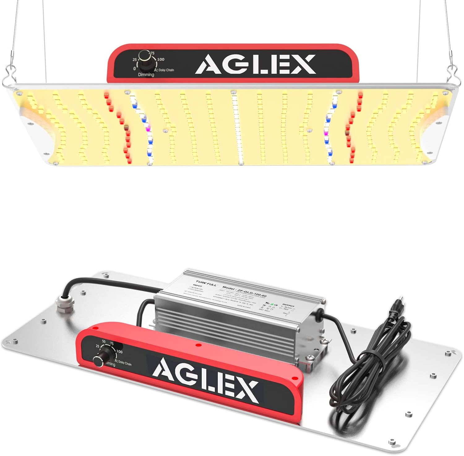 AGLEX K1000 LED Grow Light, Grow Light with Daisy Chain & Dimmable, Full Spectrum Plant Grow Lights for Hydroponic Indoor Plants Seeding