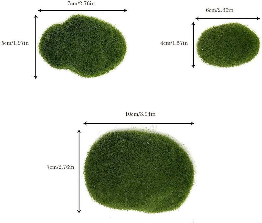40 Pieces Artificial Moss Rocks Decorative Faux Green Moss Covered Stones (3 Size)