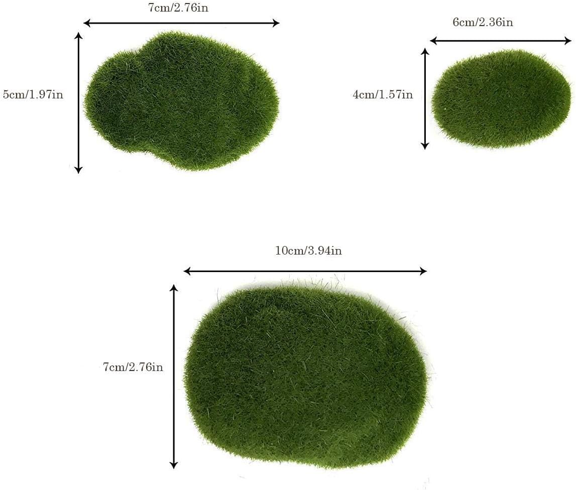 40 Pieces Artificial Moss Rocks Decorative Faux Green Moss Covered Stones (3 Size)