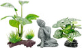 Smoothedo-Pets Fish Tank Decorations Aquarium Decoration 4inch Ornaments Accessories Betta Fish Rest Leaf Buddha (Type-B-Set-Buddha)