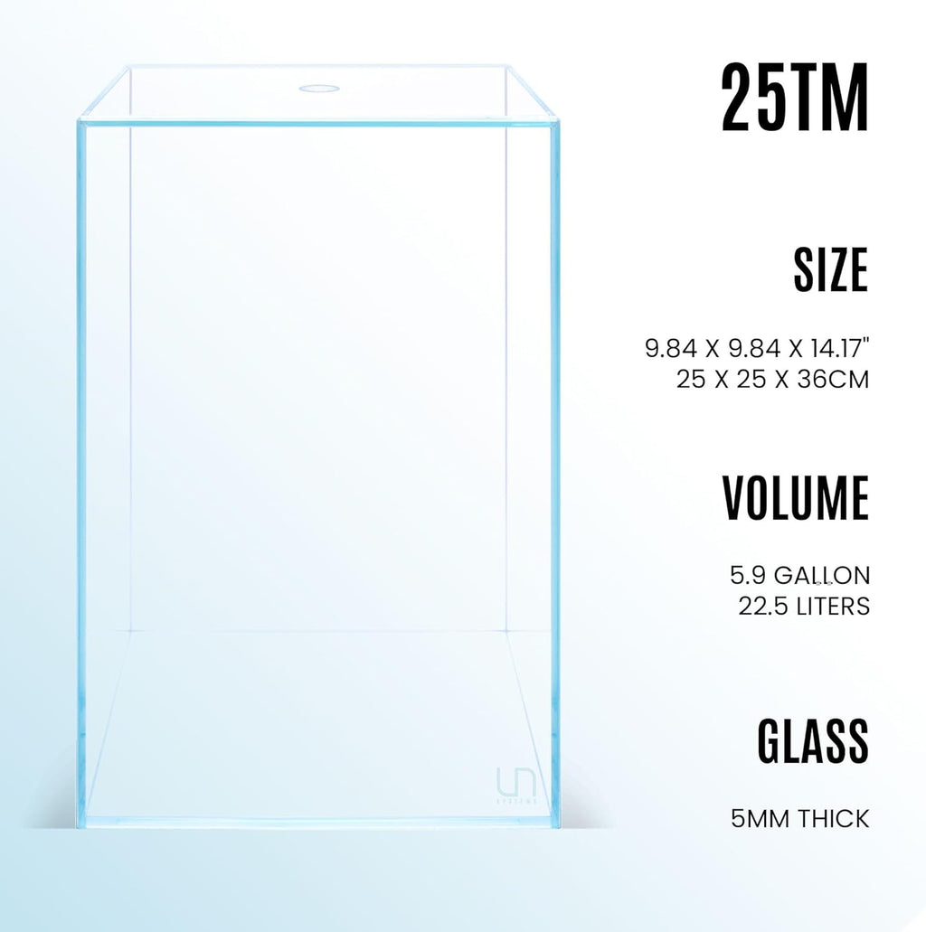 Ultum Nature Systems Prism Rimless Aquarium - Low Iron Glass, Cube With Mitered Lid, Tall Fish Tank, Multi-Purpose Vertical Nano Tank for Home & Office - UNS Prism, 25TM