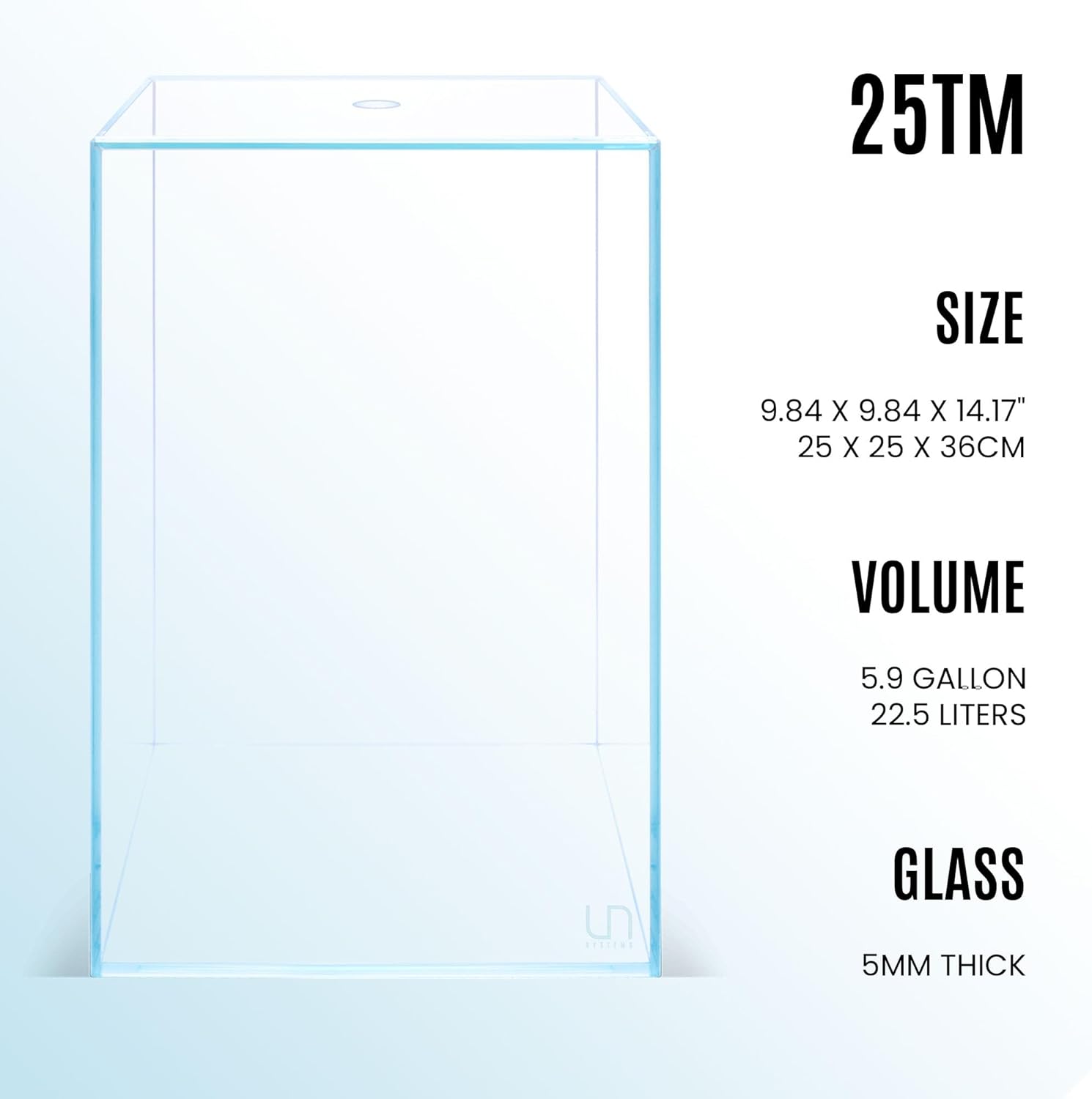 Ultum Nature Systems Prism Rimless Aquarium - Low Iron Glass, Cube With Mitered Lid, Tall Fish Tank, Multi-Purpose Vertical Nano Tank for Home & Office - UNS Prism, 25TM