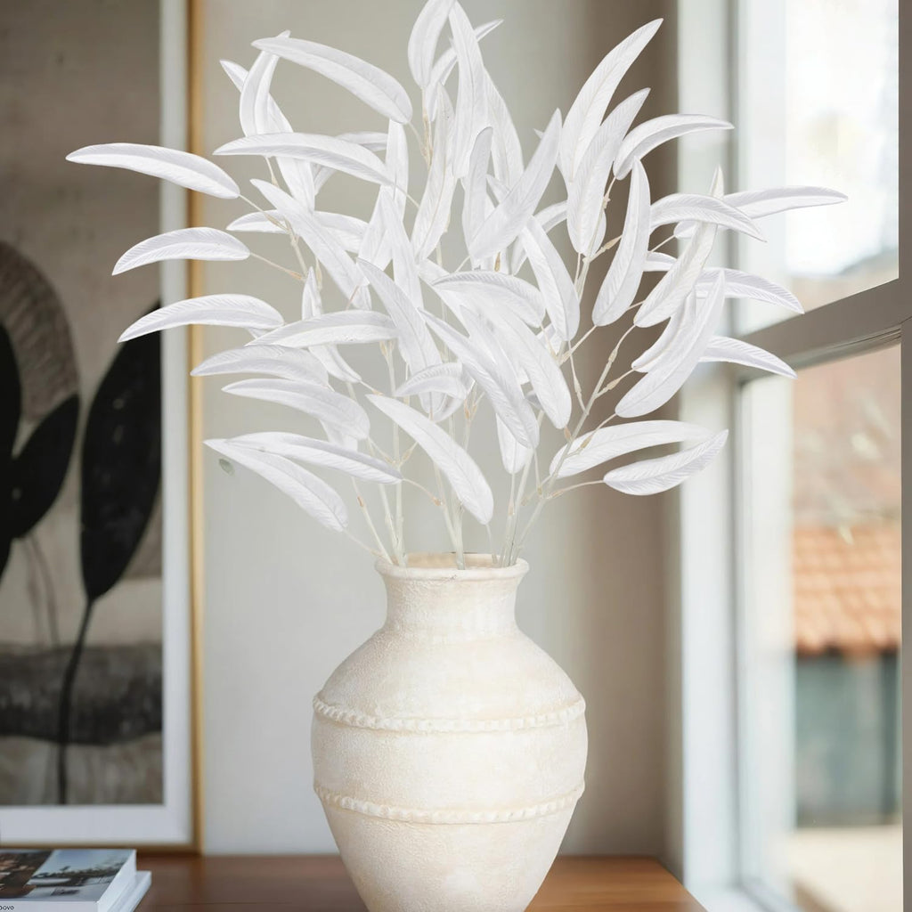 Briful 3-Pack 29.5’’Faux Eucalyptus Stems with White Willow Eucalyptus Leaves and Branches – Artificial Floral Stems for DIY Floral Arrangements, Wedding Bouquets, Vase Fillers, Home Decor