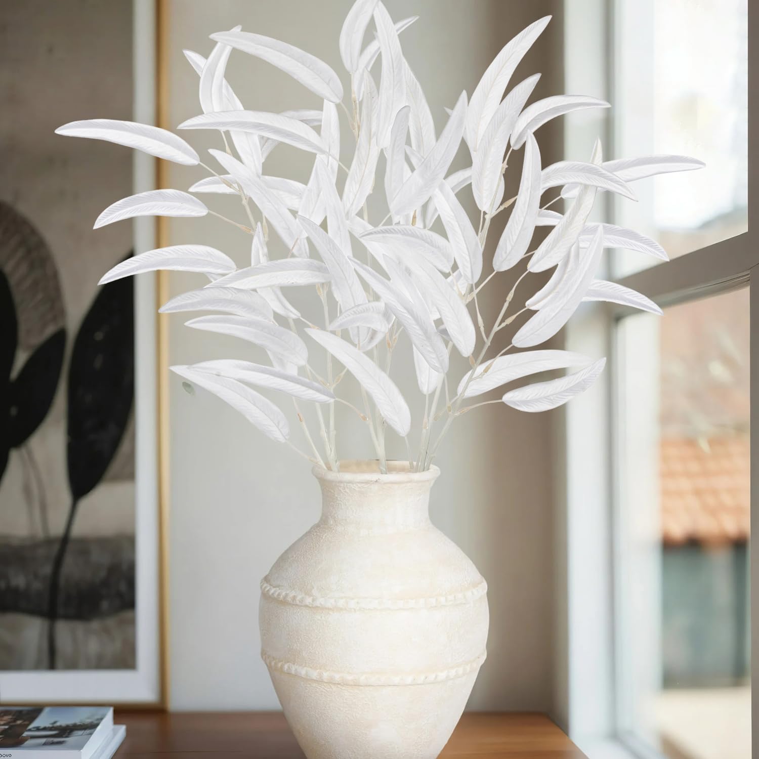 Briful 3-Pack 29.5’’Faux Eucalyptus Stems with White Willow Eucalyptus Leaves and Branches – Artificial Floral Stems for DIY Floral Arrangements, Wedding Bouquets, Vase Fillers, Home Decor