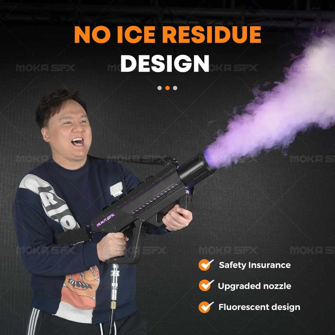 MOKA SFX Handheld CO2 Cannon with LED Lights Co2 Jet Machine with Sling 10ft Hose Stage Effect Machine for DJ Nightclub Wedding Party Live Show Special FX