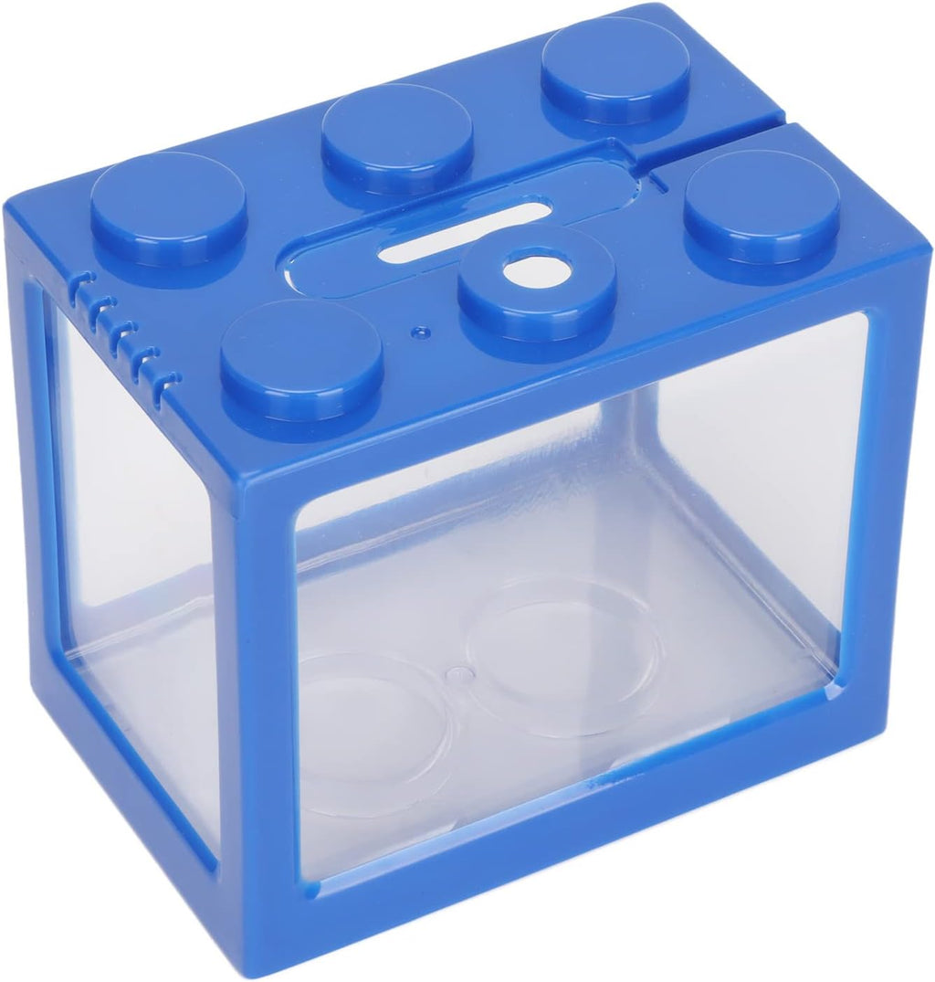 Building Block Fish Tank Cascadable Blue Mini Betta Fish Tank Plastic Desktop Office Home Desk Decoration