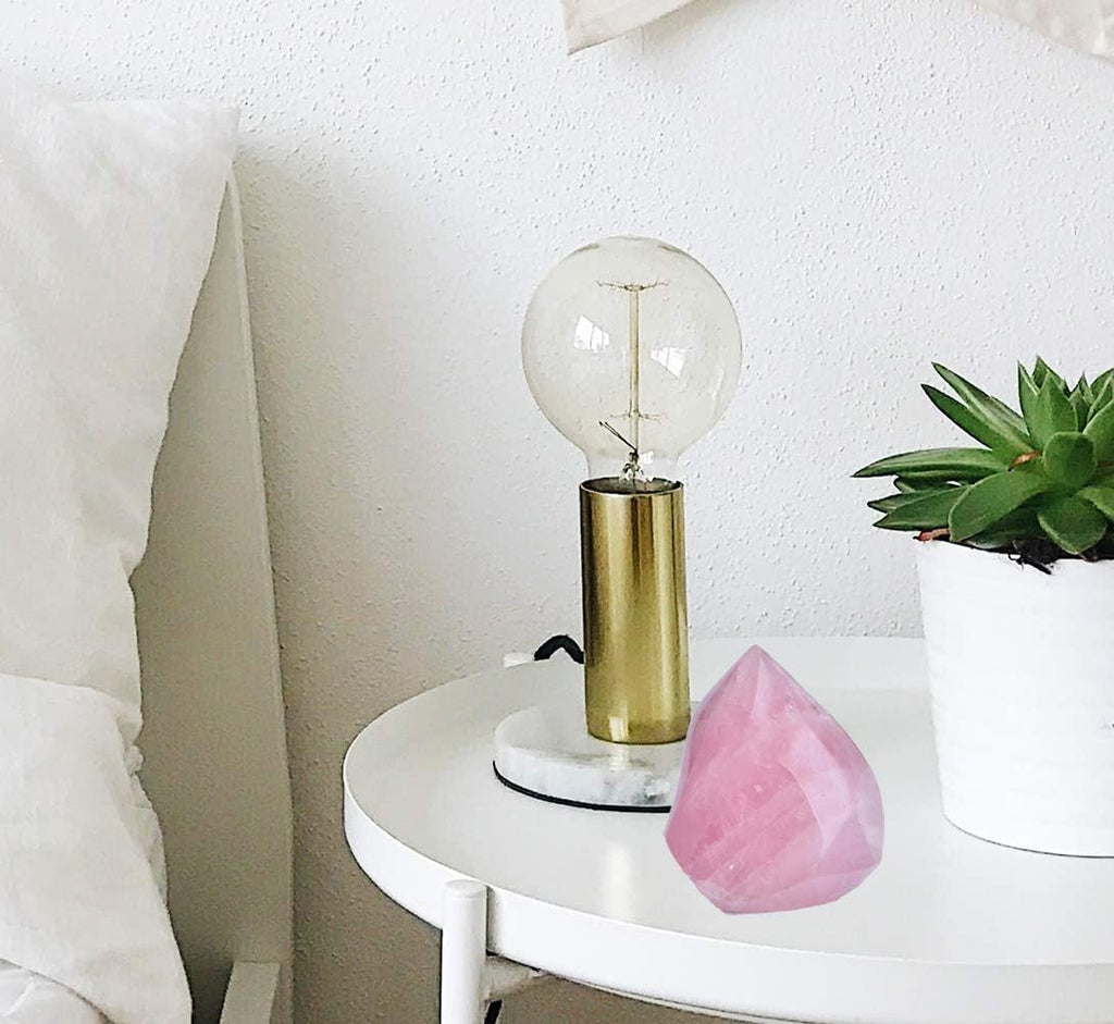 AMOYSTONE Rose Quartz Standing Crystals Big Home Decor Real Rose Quartz Stone Large Flame Tower Energy Meditation Healing Stone 1.0-1.5LB