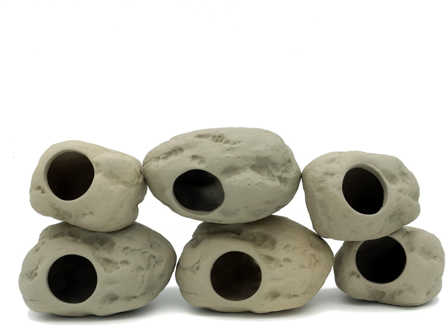 ALEGI Aquarium Decoration Rock Caves for Fish Tank, Ceramic Betta Fish Tank Accessories Hideout, Cichlid Stackable Cave Hiding (3 Small & 3 Medium)