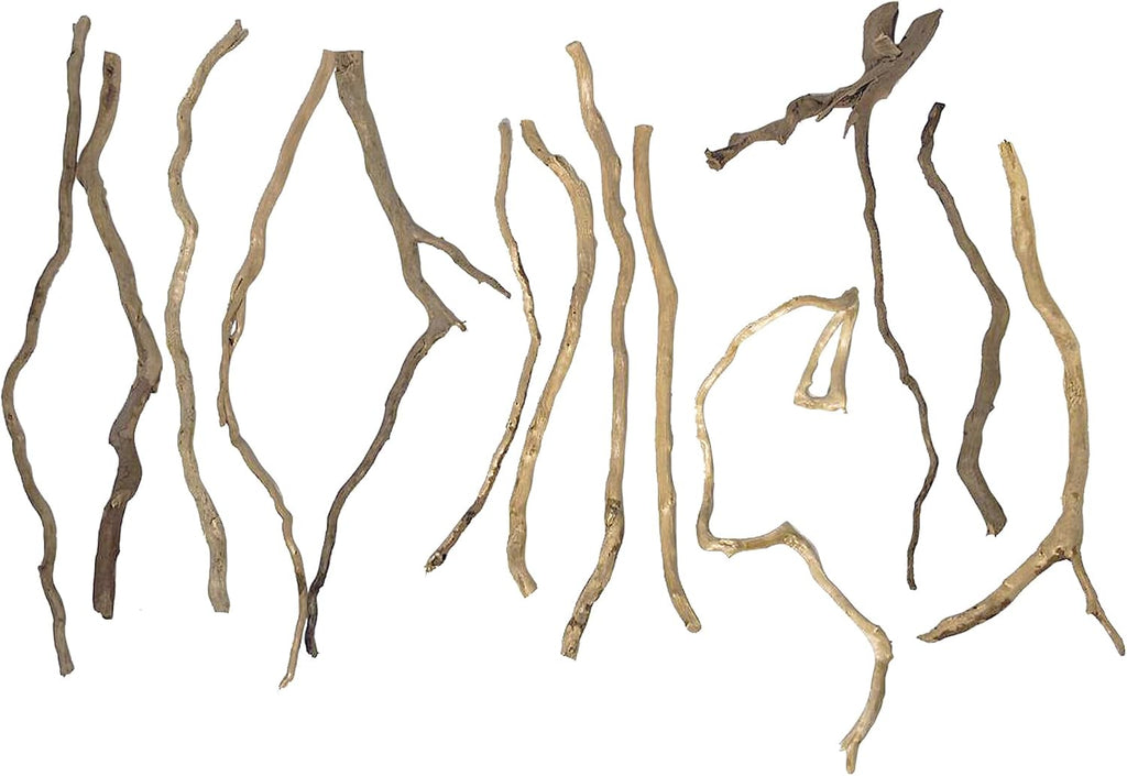 Hamiledyi Natural Driftwood for Aquarium Decor - Red Moor Wood 10"-15" Long Assorted Shapes (100g) Safe Branches for Fish Tank & Reptile Habitat - Natural Aquarium Wood Decorations (Delicate branches)