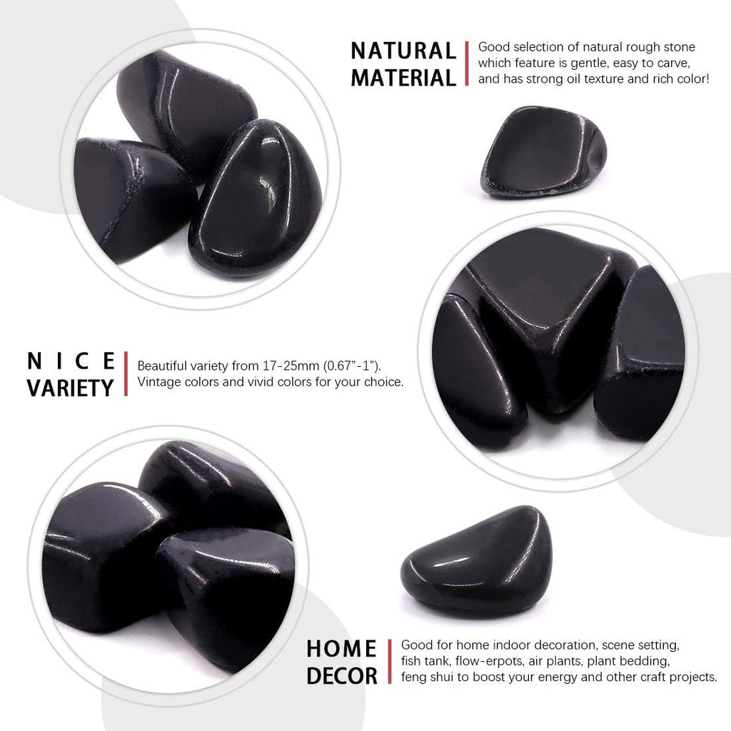 Hilitchi 1lb Bulk Large Natural Tumbled Polished Brazilian Stones Gemstone Healing Crystals Quartz for Wicca, Reiki, and Energy Crystal Healing (Obsidian About 1lb/450g/16oz/bag)