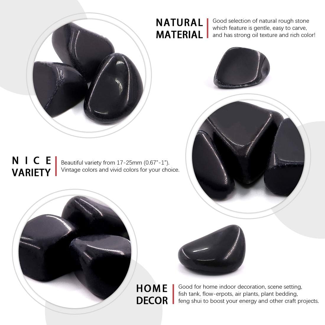 Hilitchi 1lb Bulk Large Natural Tumbled Polished Brazilian Stones Gemstone Healing Crystals Quartz for Wicca, Reiki, and Energy Crystal Healing (Obsidian About 1lb/450g/16oz/bag)