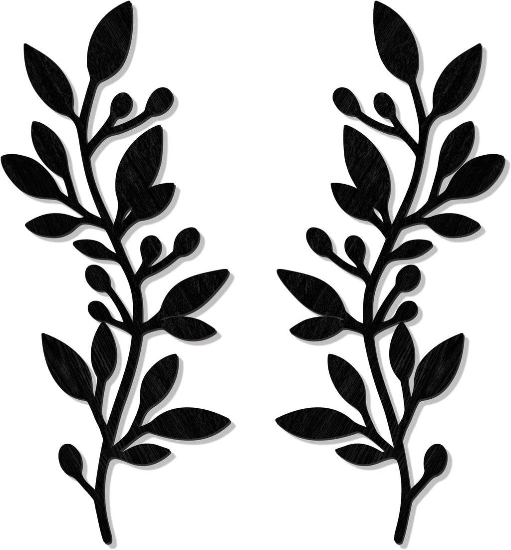 Zzbakress 2 Pcs Colorful Tree Leaf Wall Art Decor Vine Home Wall Decoration Olive Branch Leaf Wall Decor Large Wall Decor for Bedroom, Living Room, Wall Sculptures Indoor Outdoor (Black)
