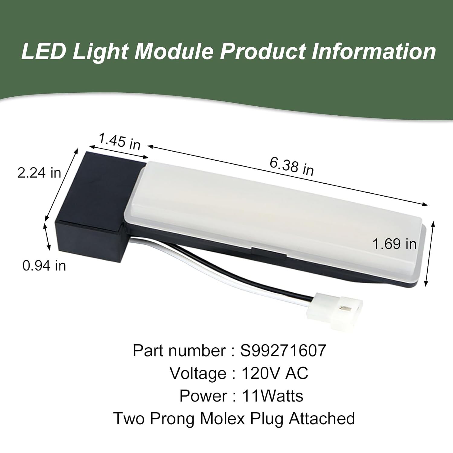 S99271607 Soft Glow LED Light Module for Bathroom Fan，Compatible with Broan-Nutone, Replaces AE110L-A, AE110SL-A, AE50110DCL-A, AE50110DCSL-A, AE80BL-A, AE80L-A, AE80SL-A, AEN110L-A, AEN80BL-A Model