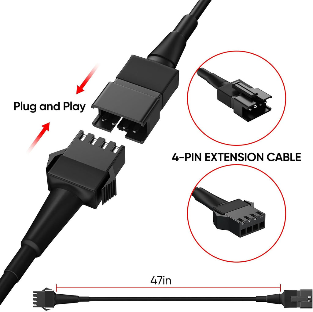 LED Rock Light Extension Wire 4 PCS,47 Inch 4 Pin LED Extension Cable,Neon Accent Kits RGB LED Light Extension Cable for Trucks ATV UTV