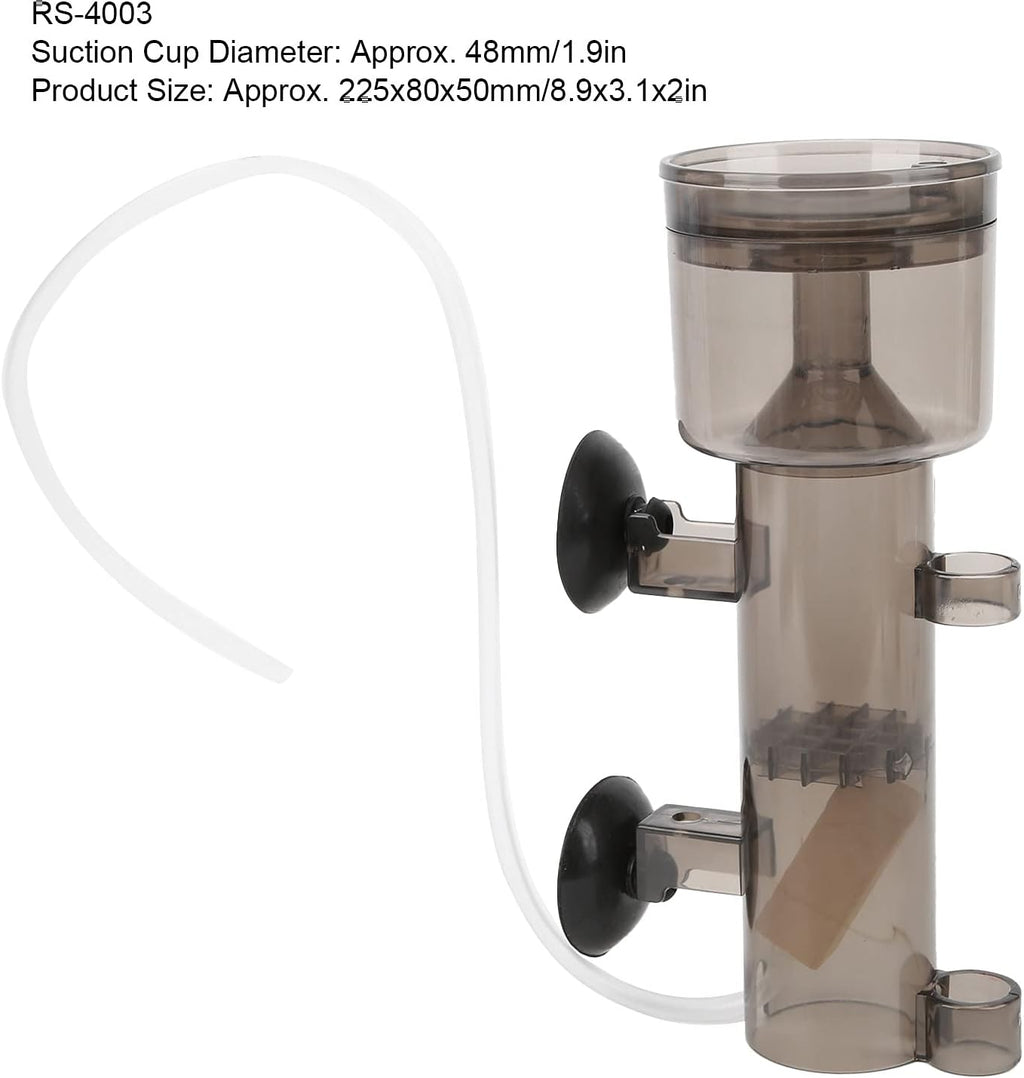 Aquarium Protein Skimmer, Internal Water Pneumatic Filter with Suction Cups for Saltwater Aquariums Fish Tank (RS-4003)