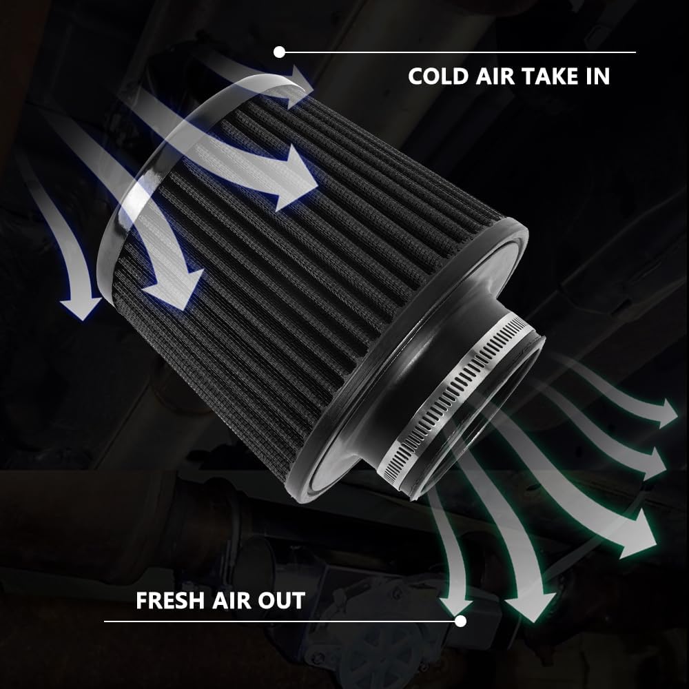 muge racing Universal 3 Inch 76mm Air Intake Filter Replacement Cone Air Filters Quality Dry Air Filter