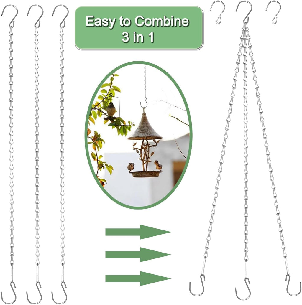 Adjustable Hanging Chain with Hooks, 25 Inch, Silver