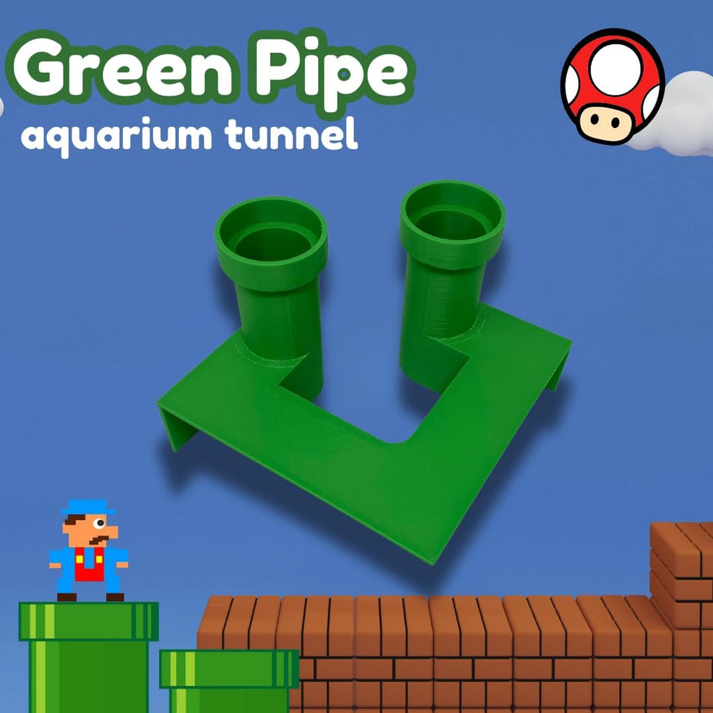 Chatelet REEFSHAPE Pipe Design Aquarium Viewing Tunnel | Underground Fish & Shrimp Corner Hideout with Pipe Entrance | Made in USA (Green)