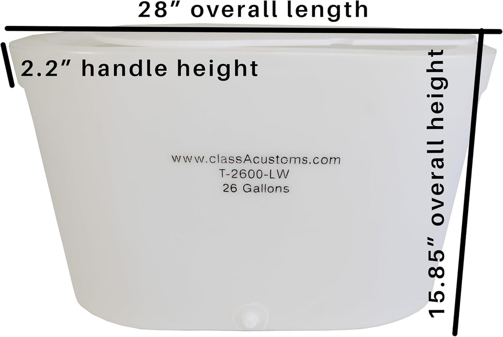 classAcustoms Marine T-2600-LW 26 Gallon Livewell/Baitwell for Live Fishing Bait, and Keeping Caught Fish Alive. Use on Fishing Boat, Pontoon Boat, Piers, and Fishing Docks, and for Shore Fishing.
