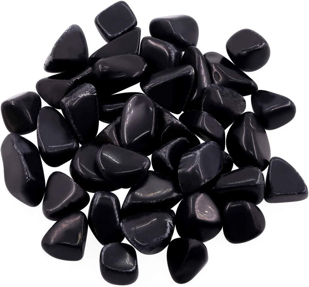 Hilitchi 1lb Bulk Large Natural Tumbled Polished Brazilian Stones Gemstone Healing Crystals Quartz for Wicca, Reiki, and Energy Crystal Healing (Obsidian About 1lb/450g/16oz/bag)