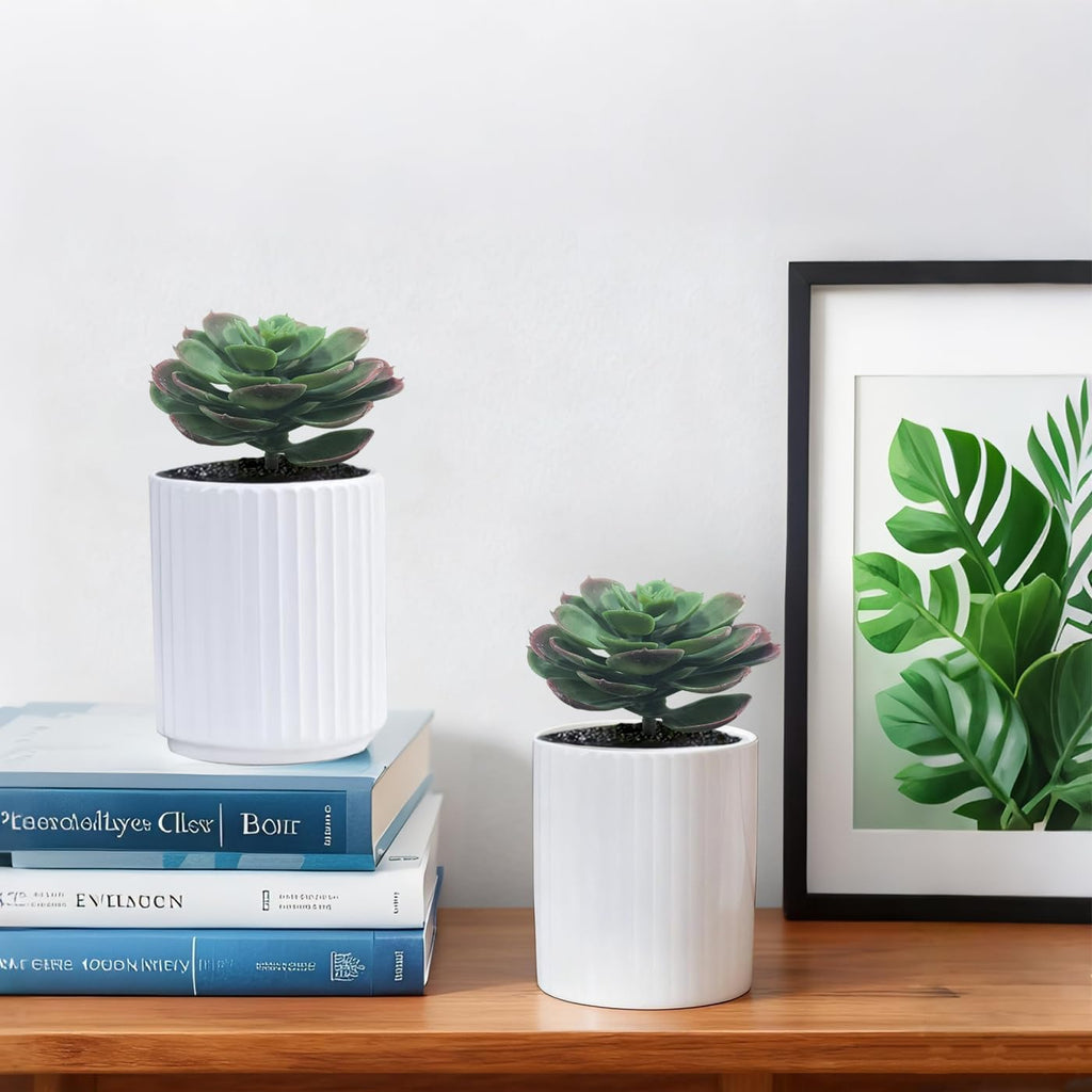 2Pcs Artificial Succulent Plants, Lotus Flower Realistic Fake Succulents, Fake Plant for Garden Arrangement Decor, Autumn