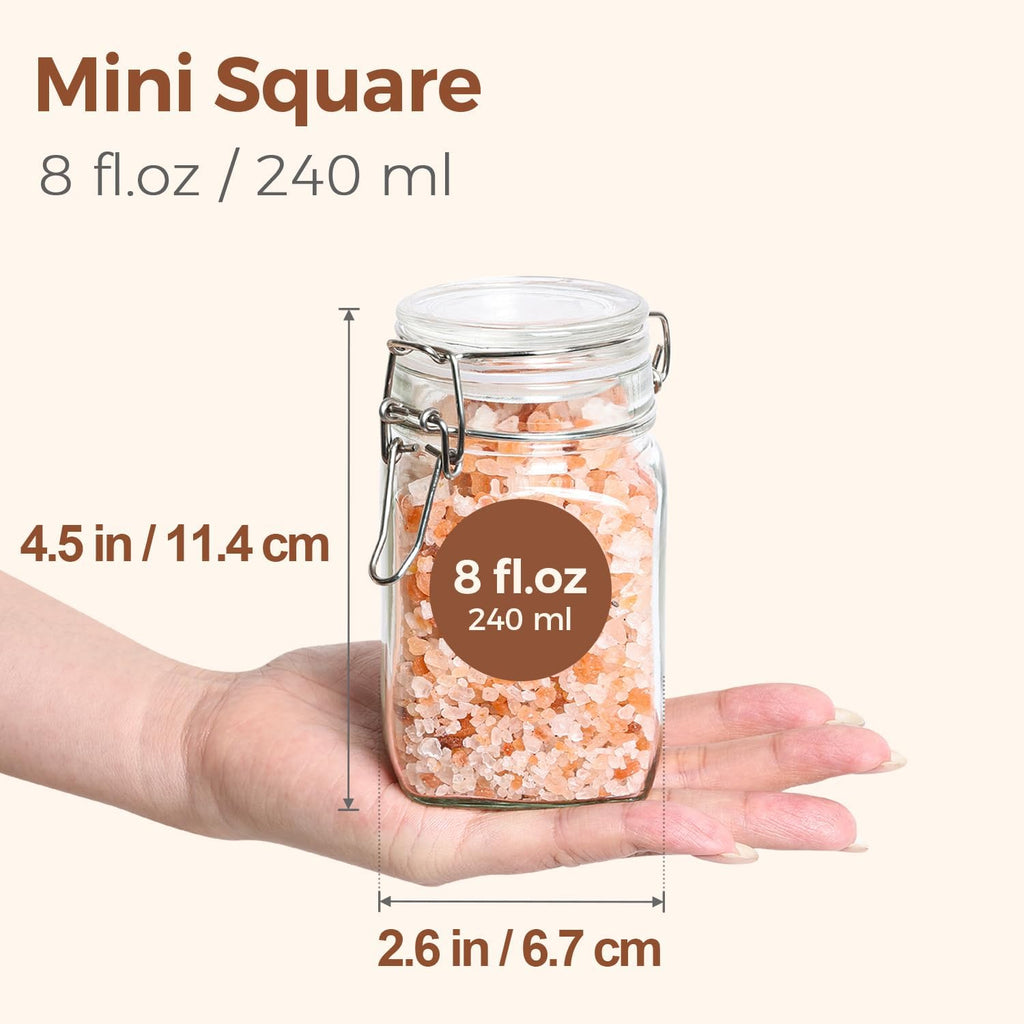 ComSaf Small Glass Jars with Airtight Lid Set of 6, Spice Jars 8 oz, Mason Jars 8 oz, Small Canning Jar, 8oz Jars with Lids for Kitchen, Jam, Jelly, Honey, Herb, Candy, Beans, Dessert, Sugar, Parfait