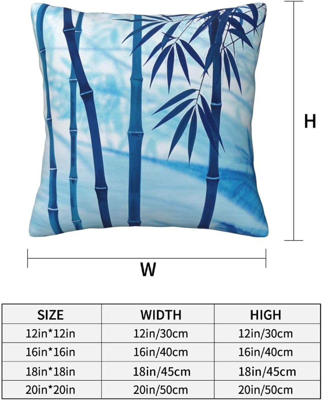 Tie-Dye Blue Bamboo Minimalist Throw Pillow Covers Set of 2 Ultra-Soft All-Season with Hidden Zipper,Durable for Sofa Bed Car Decor & Gift 18x18IN