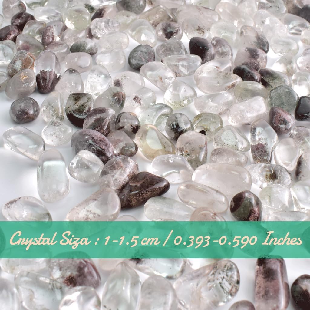 Polished Green Phantom Crystals - 72 Pcs, 0.5" 10 oz Handpicked Natural Tumbled Gemstones Rocks, Pebbles for Reiki, Chakra, Healing Home Decor