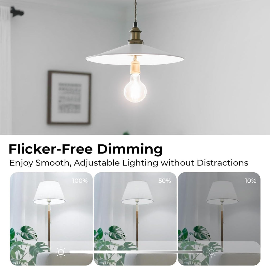 LED Edison Bulb Dimmable, 5000K Daylight, A19 Clear Glass Vintage E26 LED Bulb 6W, 60 watt Equivalent, A19 Light Bulb for Ceiling Fan, 90+CRI, 600LM, 24 Pack