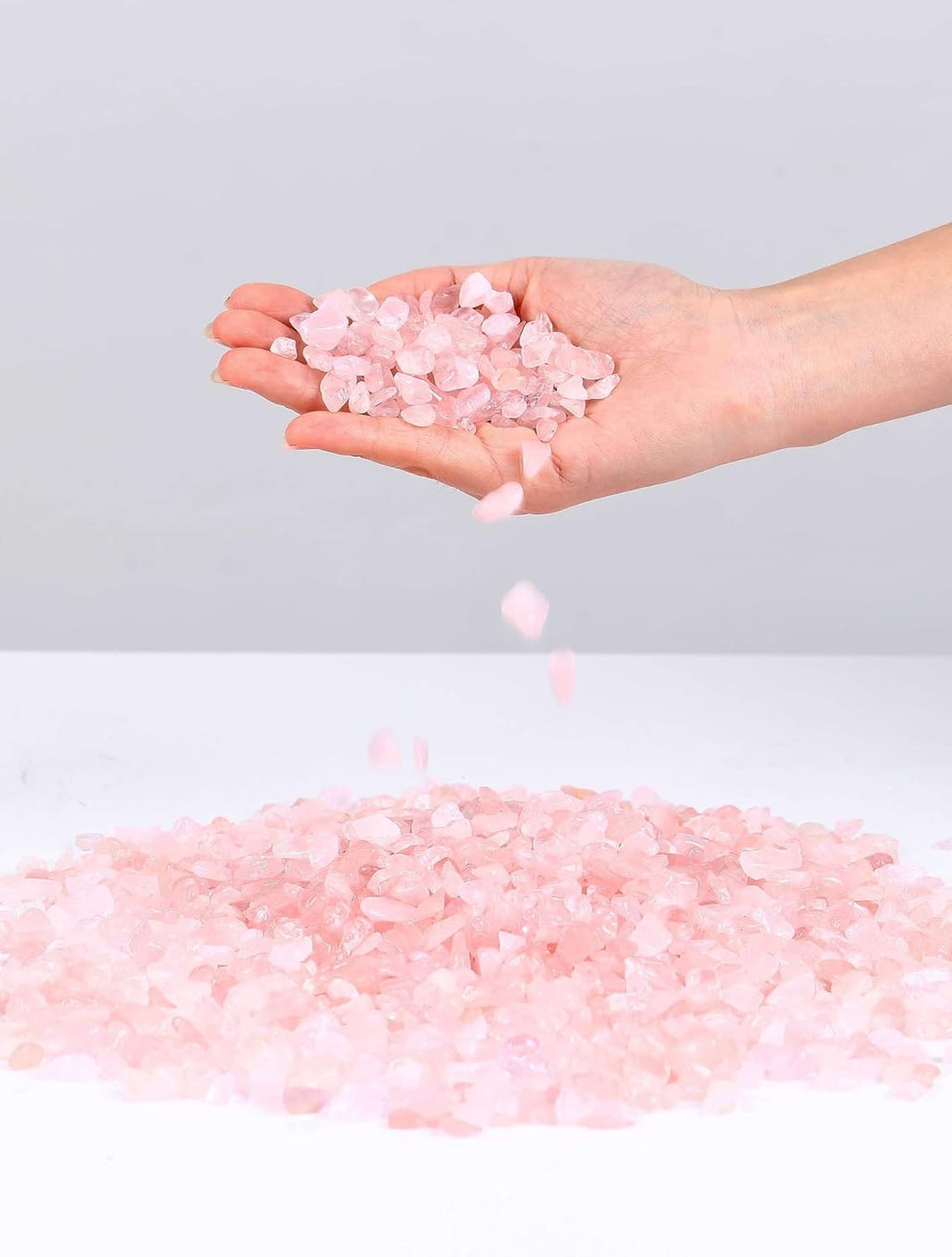 LAIDANLA 1lb/15.87oz Decorative Tumbled Gravel Pink Rose Quartz Crystals Chip Polished Bulk Natural Gem Aquarium Gravel Rocks Pebbles Fish Tank Gravel Vase Filler Succulents Terrarium Supplies