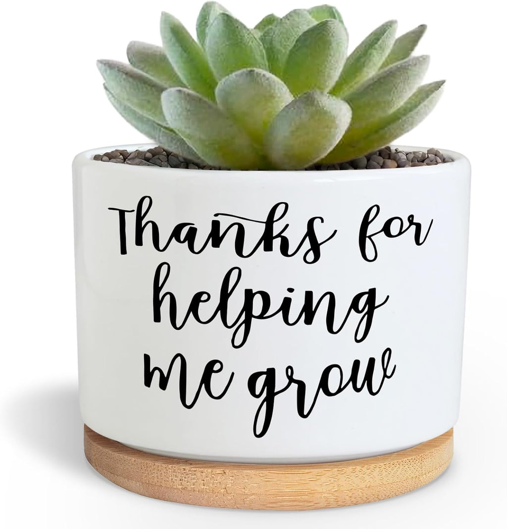 Teachers Appreciation Gift, 3.5 inch Ceramic Succulent Cactus Planter Pots for Indoor Outdoor, Thank You Gift for Mom Teacher Plant Lover Birthday Christmas Teacher's Day (No Plants)