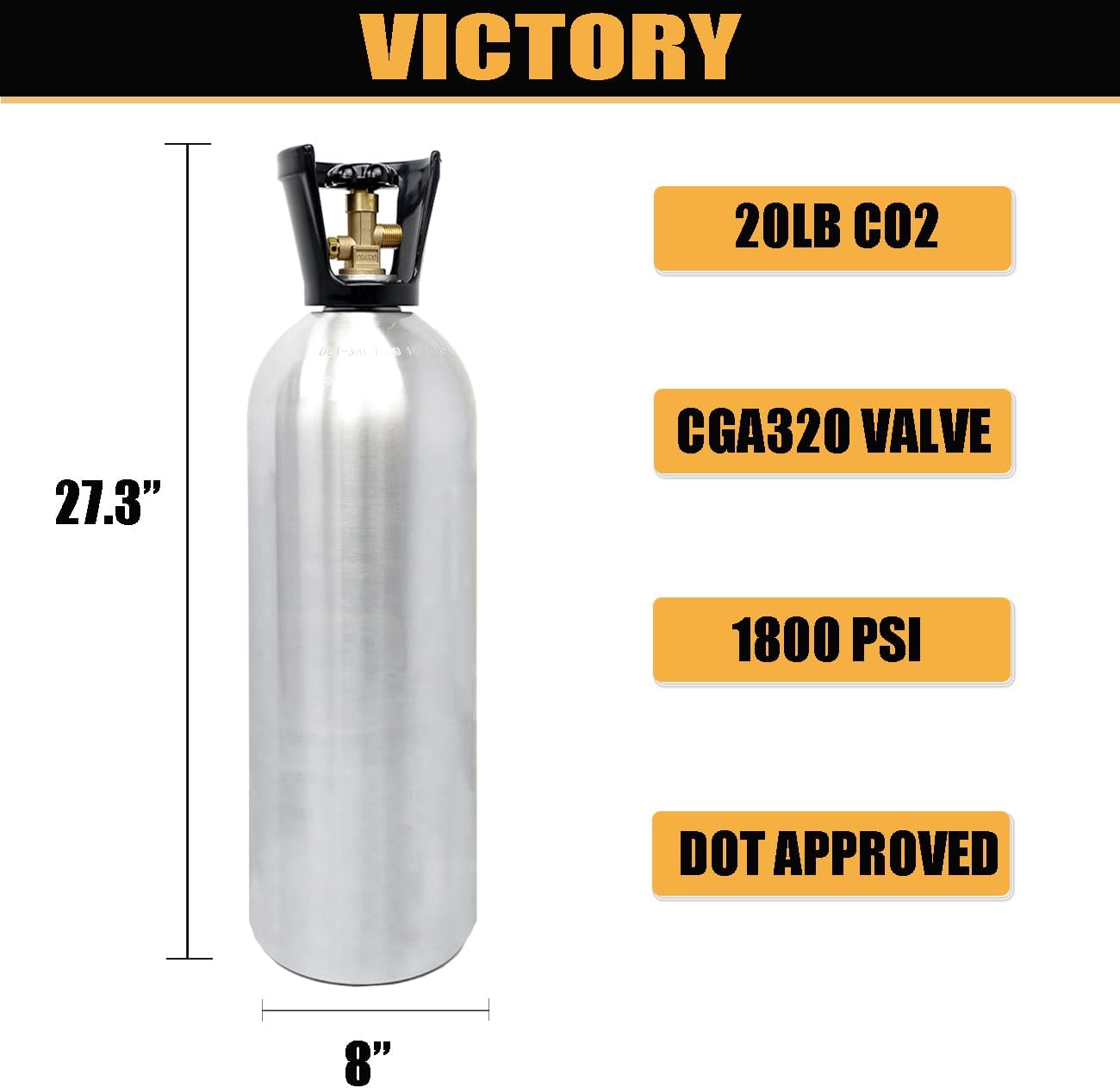 Victory 20lb CO2 Tank Aluminum Cylinder with CGA320 Valve