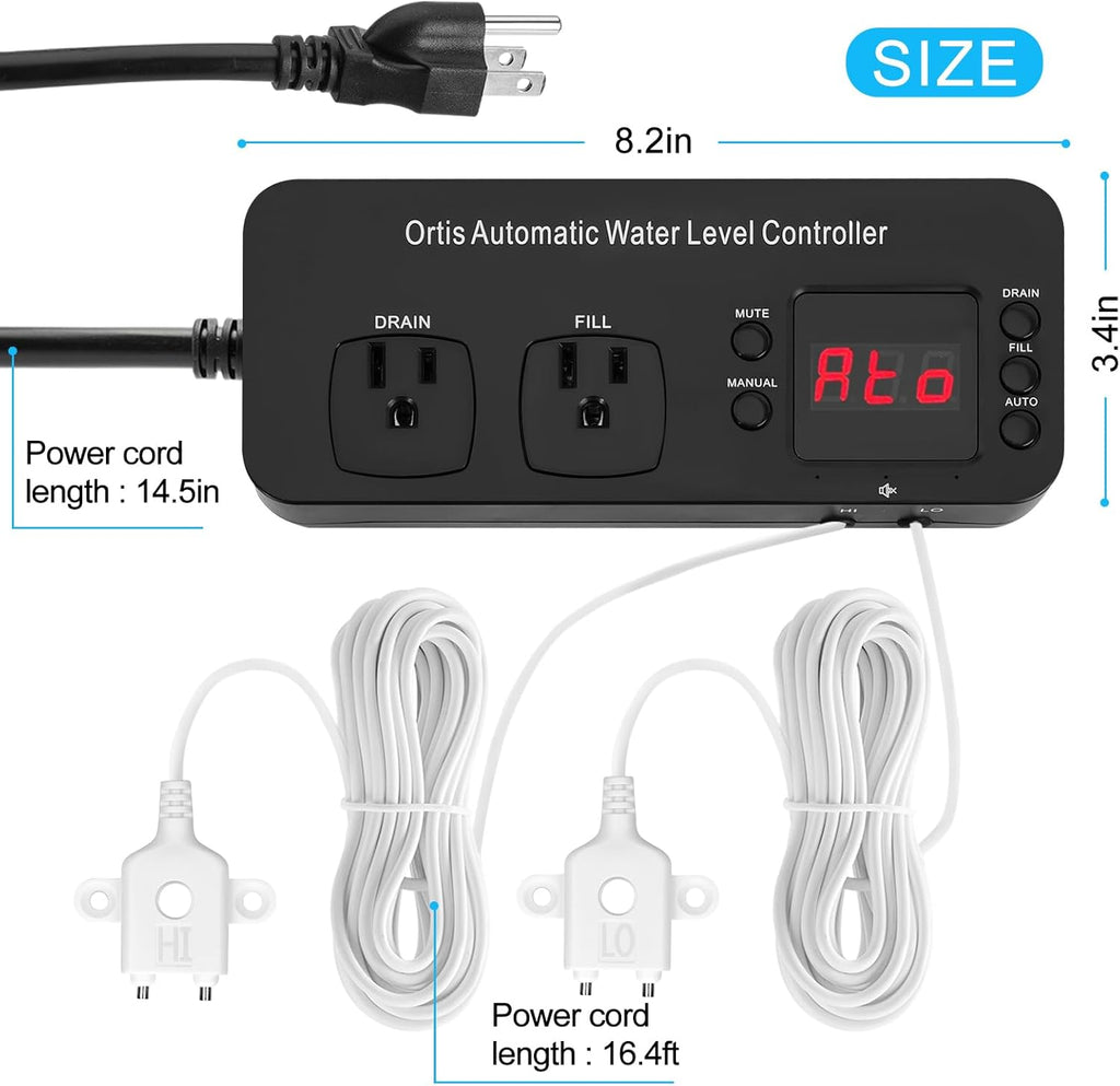 Auto Top Off System, Oritis Water Refiller Water Level Controller Automatic Water Change for Aquarium Fish Tank Swimming Pool Saltwater Freshwater, Sump Pump Pits