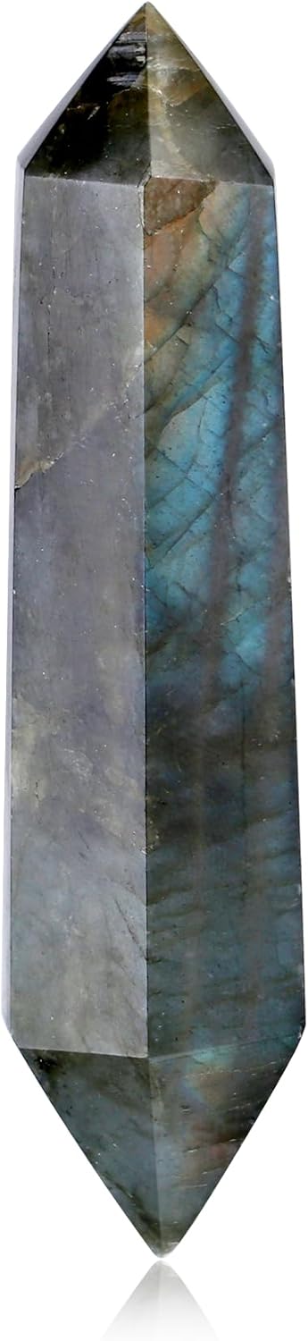 YATOJUZI 3.5" Labradorite Healing Crystals Wand Natural Crystals and Healing Stones Large Hexagonal Labradorite Crystal Points for Meditation Divination Reiki Energy Balancing 1PCS