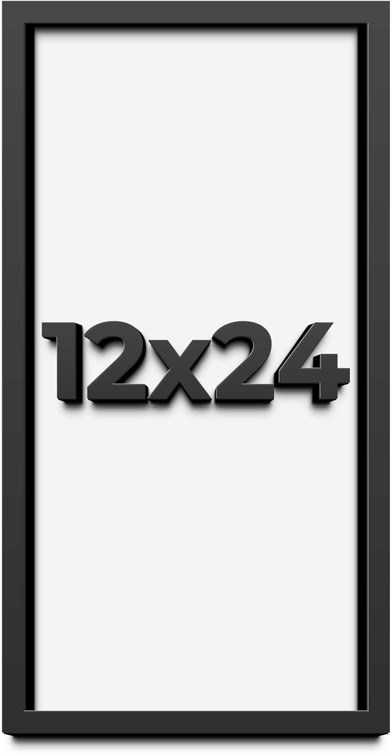 12x24 Shadow Box Frame Black | 1 Inch Deep Solid Wood Shadowbox Display Frame | UV Resistant Acrylic Plexiglass, Acid Free Backing, and Hanging Hardware | Dugan Picture Frame Style
