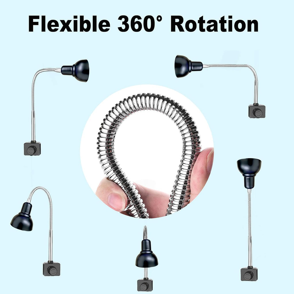 Reptile Heat Lamp, Lamp for Aquarium Turtle Tank with 25w+50w Basking Spot Light Bulbs and 360° Swivel Clamp for Turtle, Snake, Lizard, Cockatoo, Chameleon Etc, Yellow