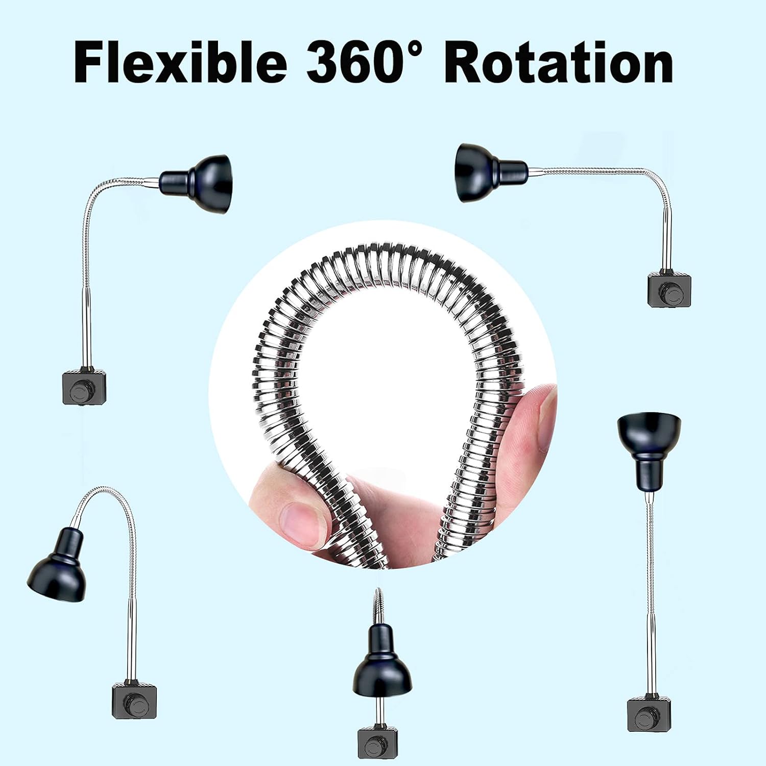 Reptile Heat Lamp, Lamp for Aquarium Turtle Tank with 25w+50w Basking Spot Light Bulbs and 360° Swivel Clamp for Turtle, Snake, Lizard, Cockatoo, Chameleon Etc, Yellow