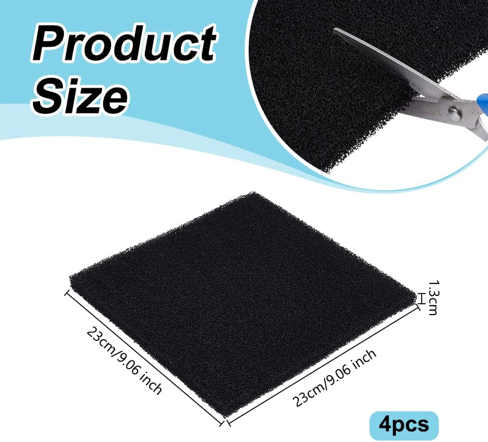 OLYCRAFT 4Pcs 25 PPI Aquarium Bio Sponge Filter Media Pad 9x9 Inch Filter Foam Sponge Pads Aquarium Dual Filtration Pad Cut-to-Size Foam for Aquarium Fish Tank Pond Filters Sumps Reef Canister