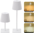 LUTEC 2 Pack Cordless Table Lamp,6000mAh Rechargeable Battery Operated Desk Lamp,Two Adjustable Heights,Waterproof, Touch Control & 3 Color Stepless Dimming for Restaurant/Bedroom/Bars/Outdoor (White)