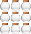 Set of 9 round glass jars with cork lid – 17oz wedding candy jar kitchen jar, perfect for tea, biscuits, cereals, flour, beans, spices, coffee beans etc (9PCS)