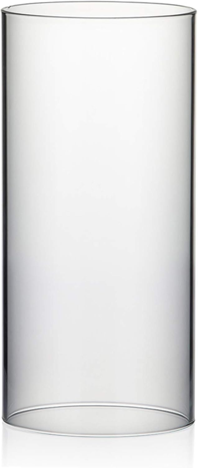 WGVI Hurricane Candle Holder Sleeve, Wide 4.7", Height 10", Clear Glass Cylinder Candleholder, Chimney Tube, Open Ended Candle Shade, 1 Piece